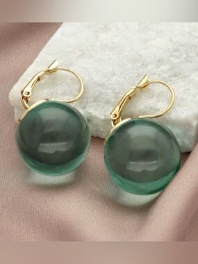 Aqua Drop Round Earrings Lightweight Jewelry